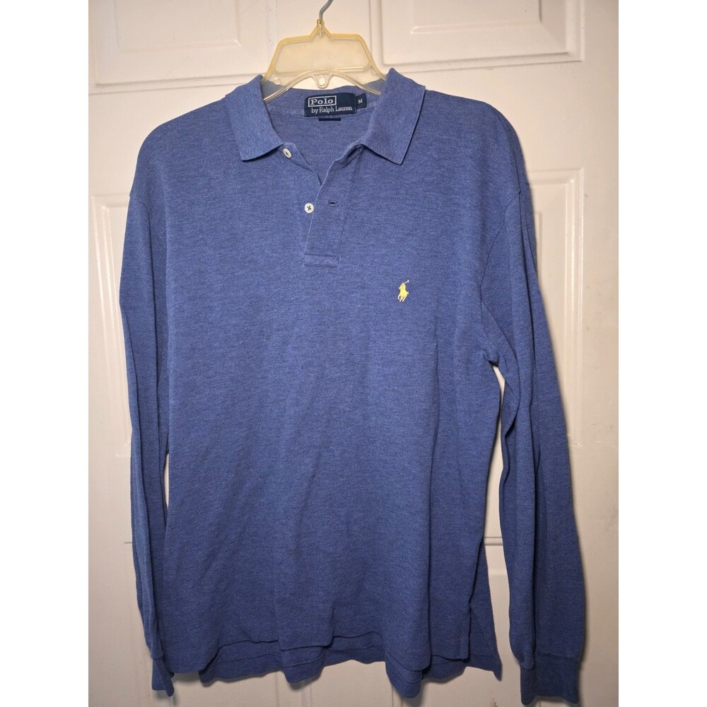 Polo Ralph Lauren Polo Shirt Mens M BLUE Long Sleeve Cotton